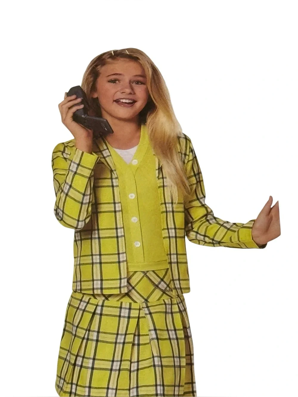 Spirit Clueless Cher Yellow Green Plaid Costume Dress Jacket Socks NWOT